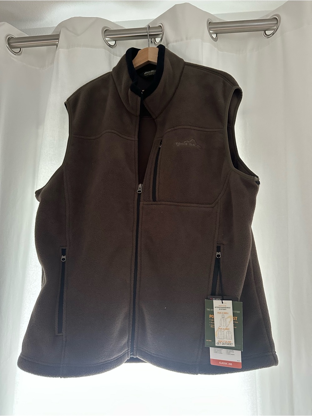 Eddie Bauer Brown Men’s Fleece Vest with Zip Pockets